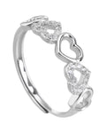 Anillo ajustable de corazones con circonia blanco en rodizado
