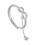 Anillo ajustable de infinito con circonia blanco en plateado