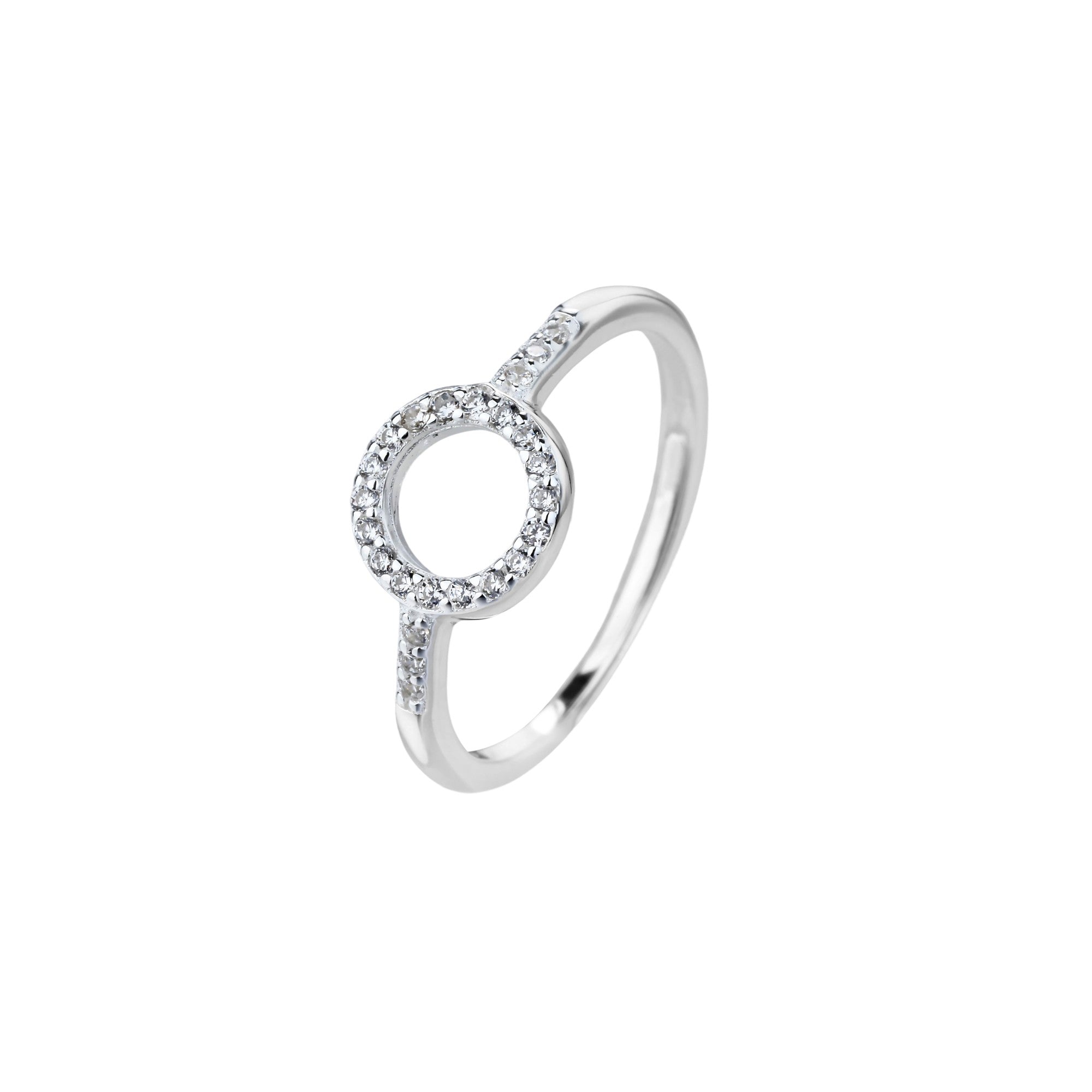 Anillo ajustable de aro con circonia blanca en plateado