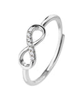 Anillo ajustable de infinito con circonia blanco en rodizado