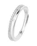 Anillo ajustable de linea con circonia blanca en plateado