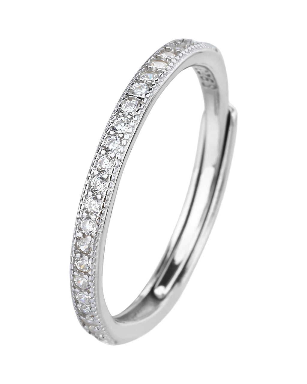 Anillo ajustable de linea con circonia blanca en rodizado