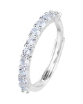 Anillo ajustable de linea con circonia blanca en plateado