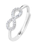 Anillo ajustable de infinito con circonia blanca en plateado