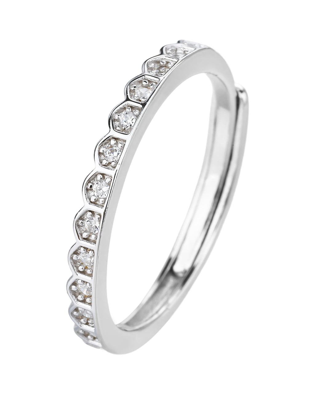 Anillo ajustable de linea con circonia blanco en rodizado