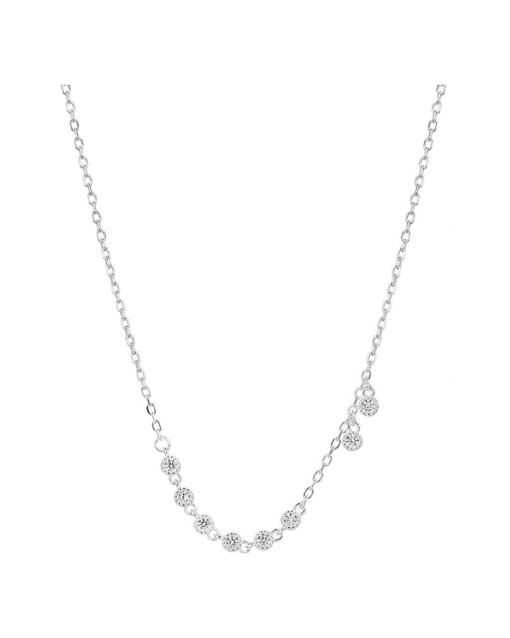 Collar de circulos con circonia blanco 45+5cm en plateado