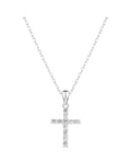 Collar de cruz con circonia blanca de 45+5cm en plateado