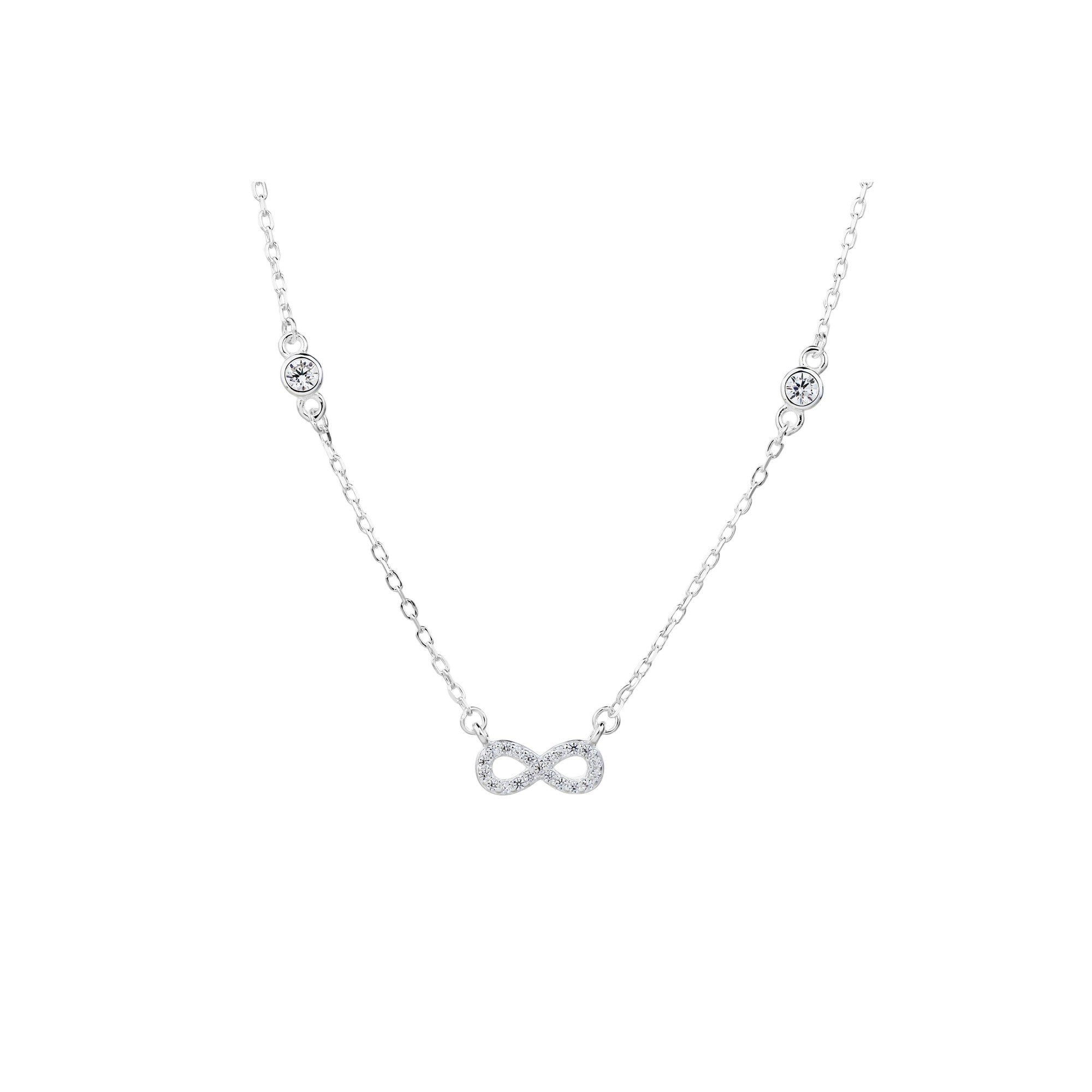 Collar sencillo de infinito con circonias blanca 45+5cm en rodizado