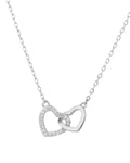 Collar de corazones entrelazados liso y circonias blanca 45+5cm en rodizado