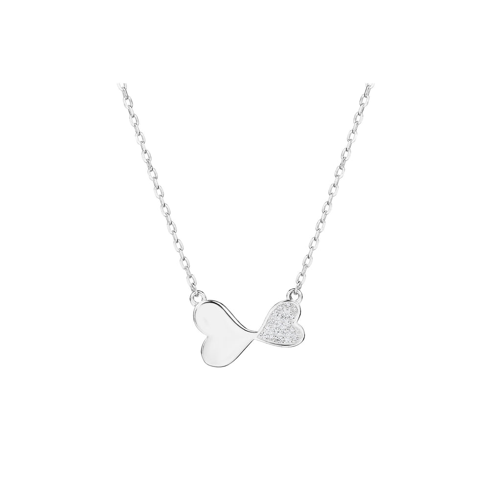 Collar sencillo de corazones con circonia blanca 45+5cm en rodizado