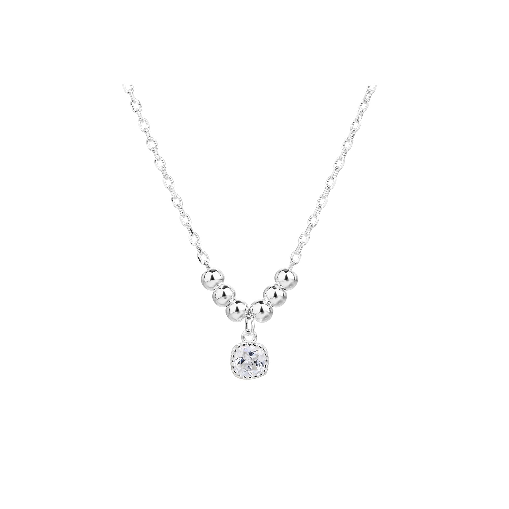 Collar con circonia blanca 45+5cm en plateado