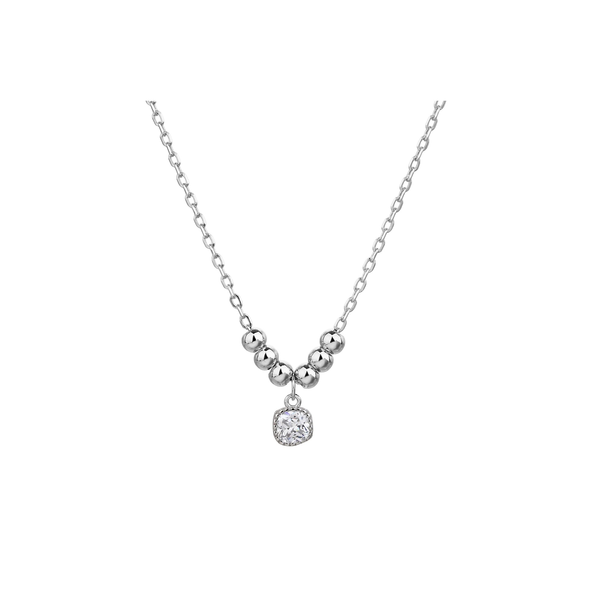 Collar con circonia blanca 45+5cm en plateado