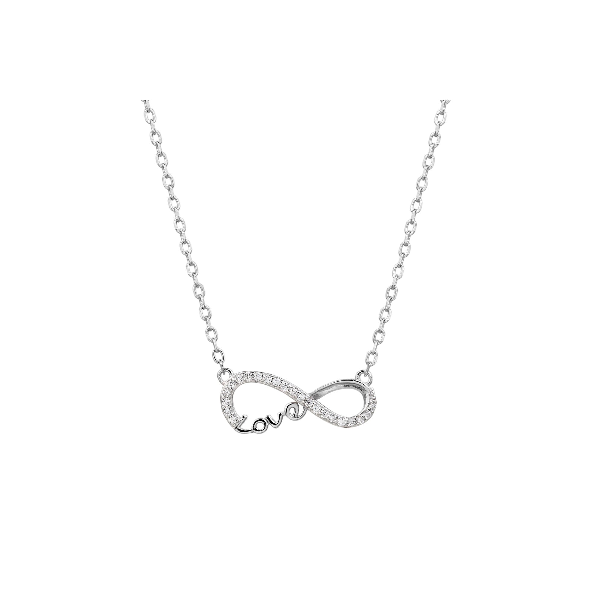 Collar love infinito con circonias blanca 45+5cm en plateado
