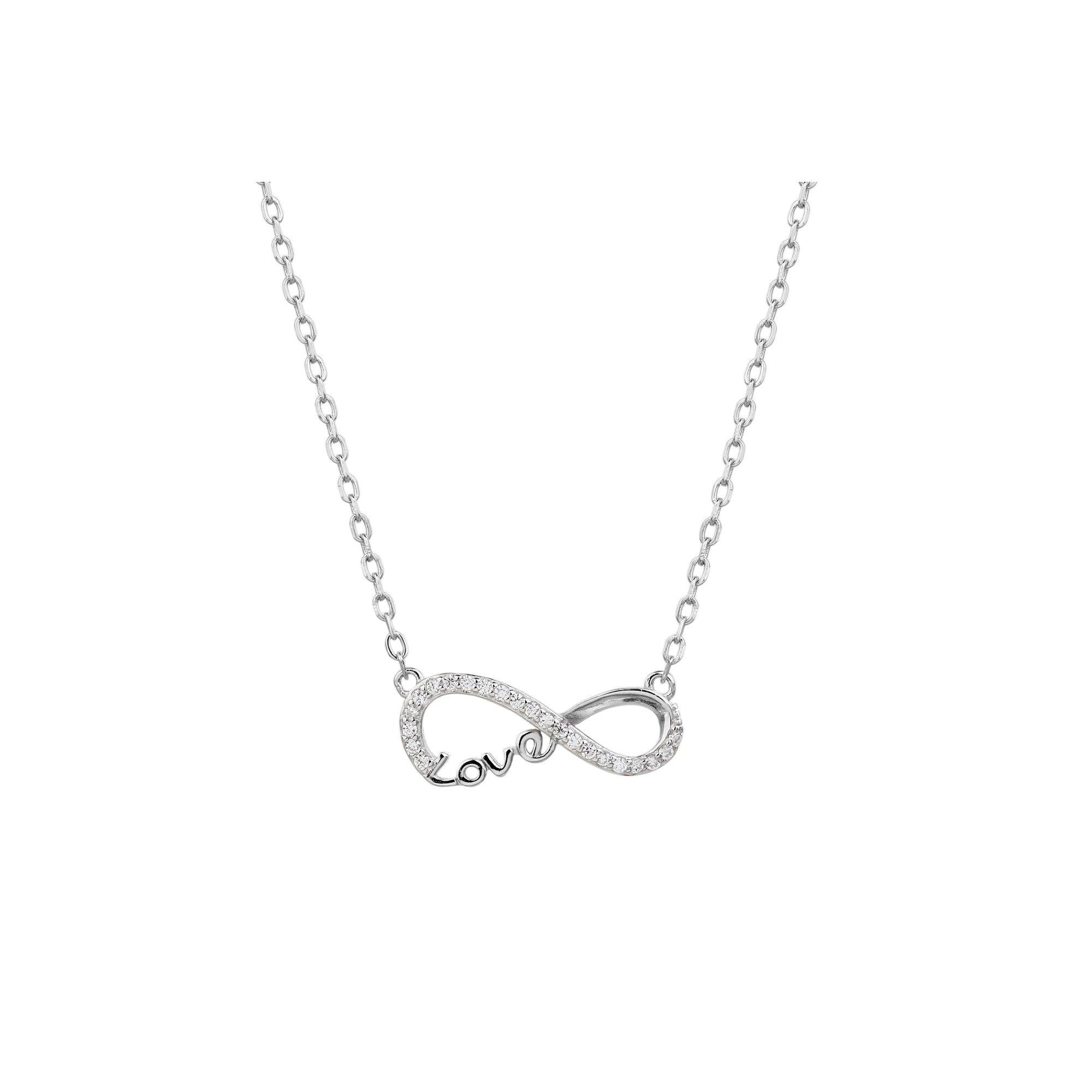 Collar love infinito con circonias blanca 45+5cm en plateado