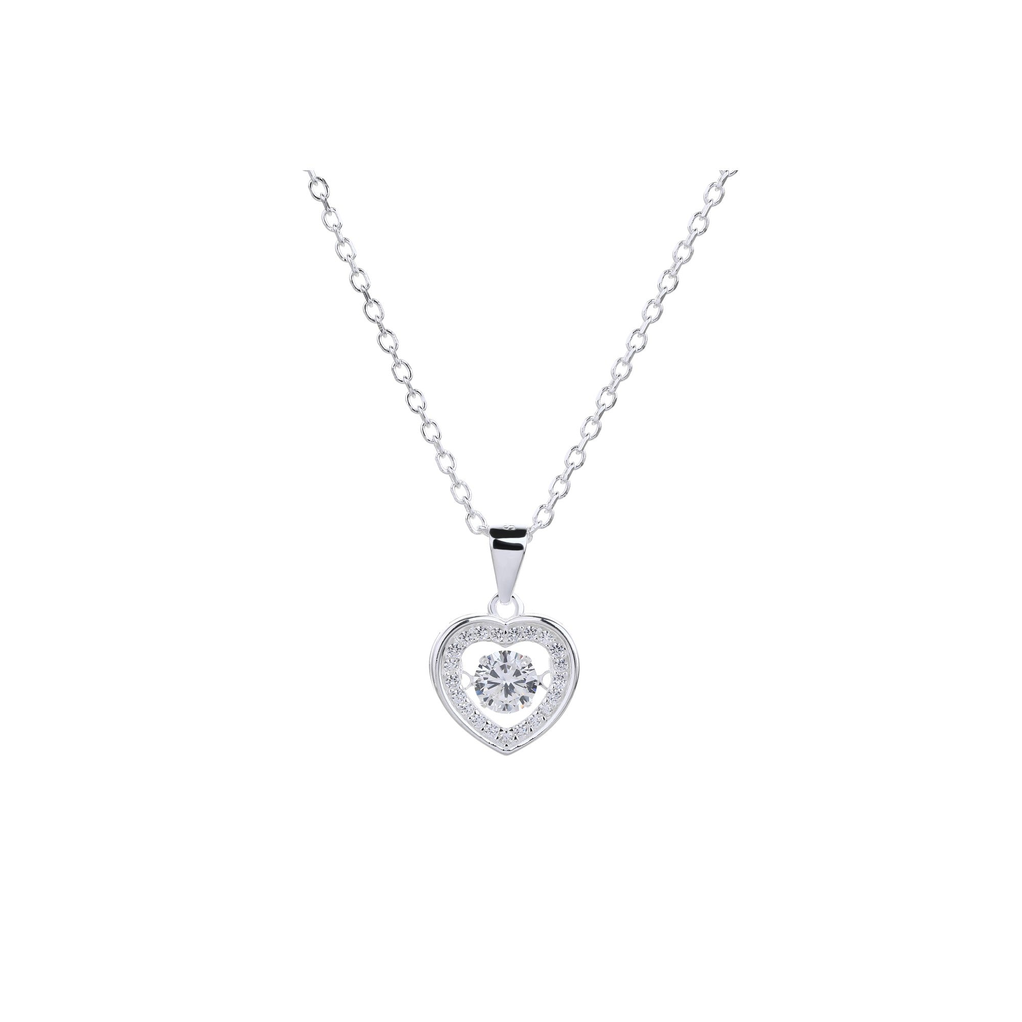 Collar sencillo de corazon con circonias blanca 45+5cm en plateado