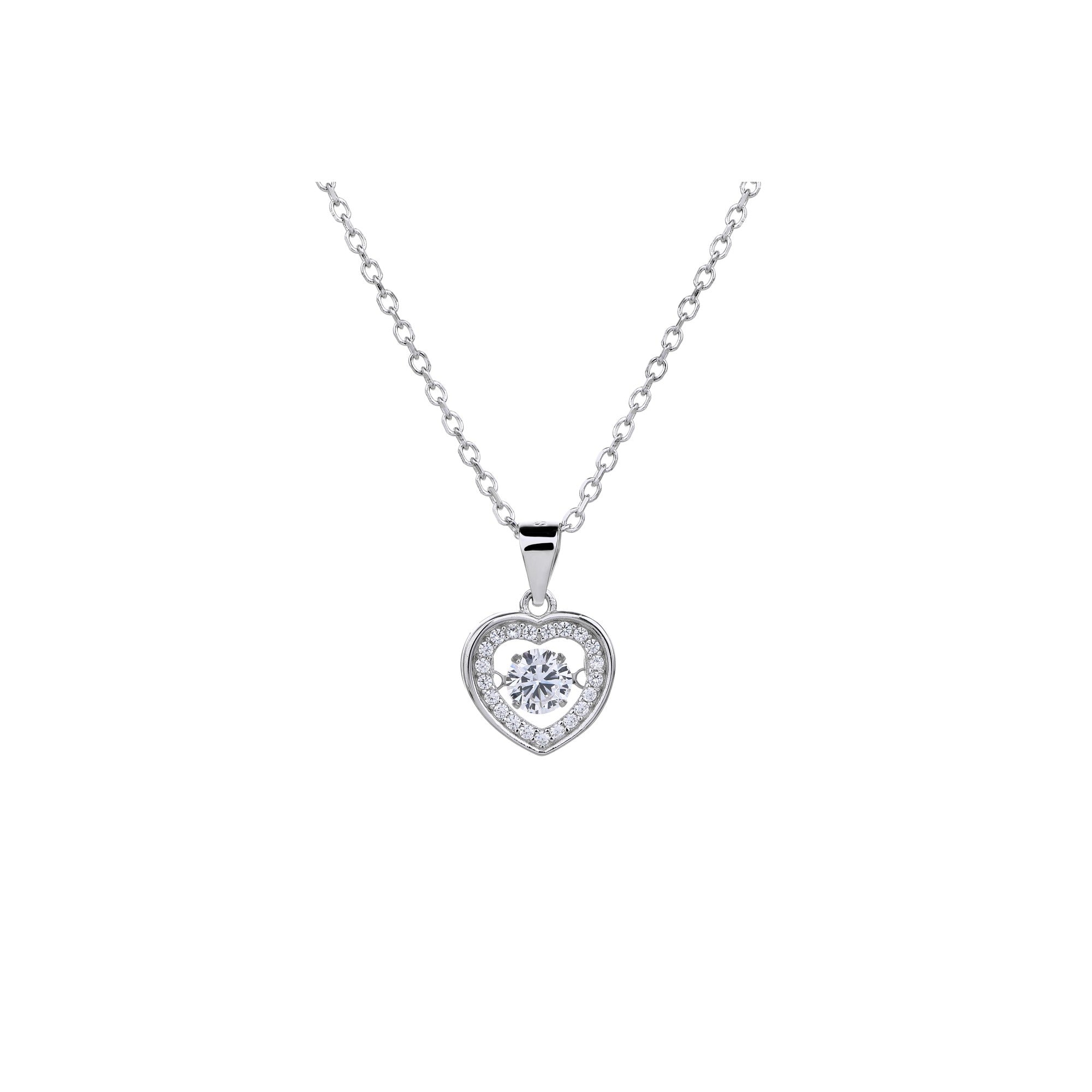 Collar sencillo de corazon con circonias blanca 45+5cm en plateado