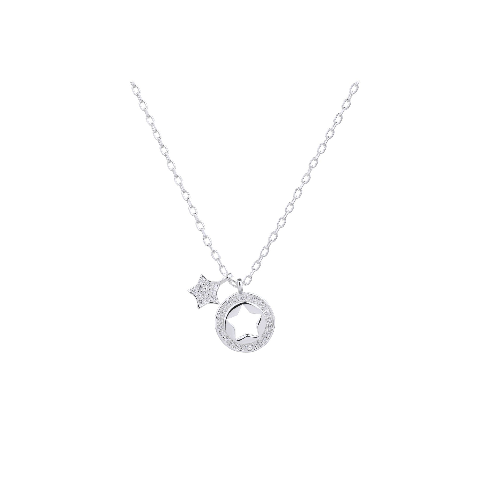 Collar sencillo de estrellas con circonias blanca 45+5cm en plateado