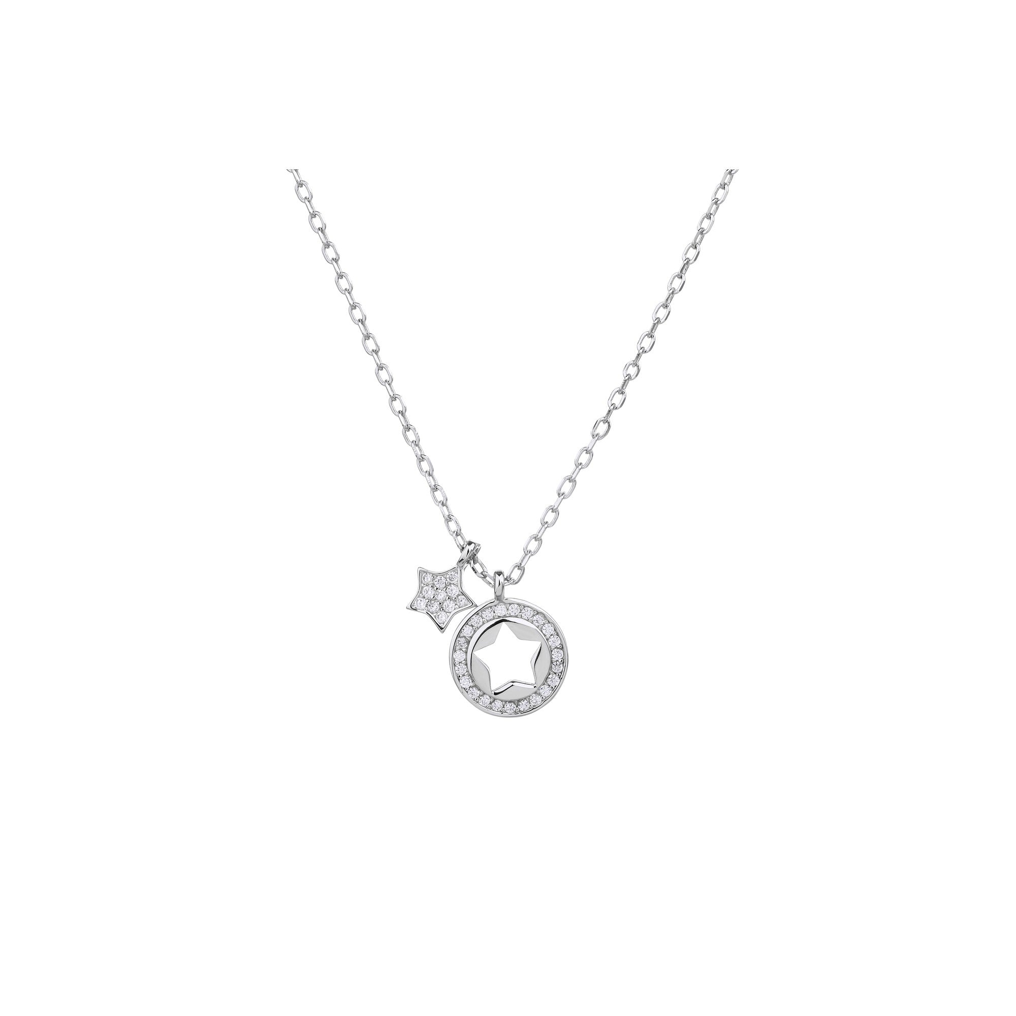 Collar sencillo de estrellas con circonias blanca 45+5cm en plateado