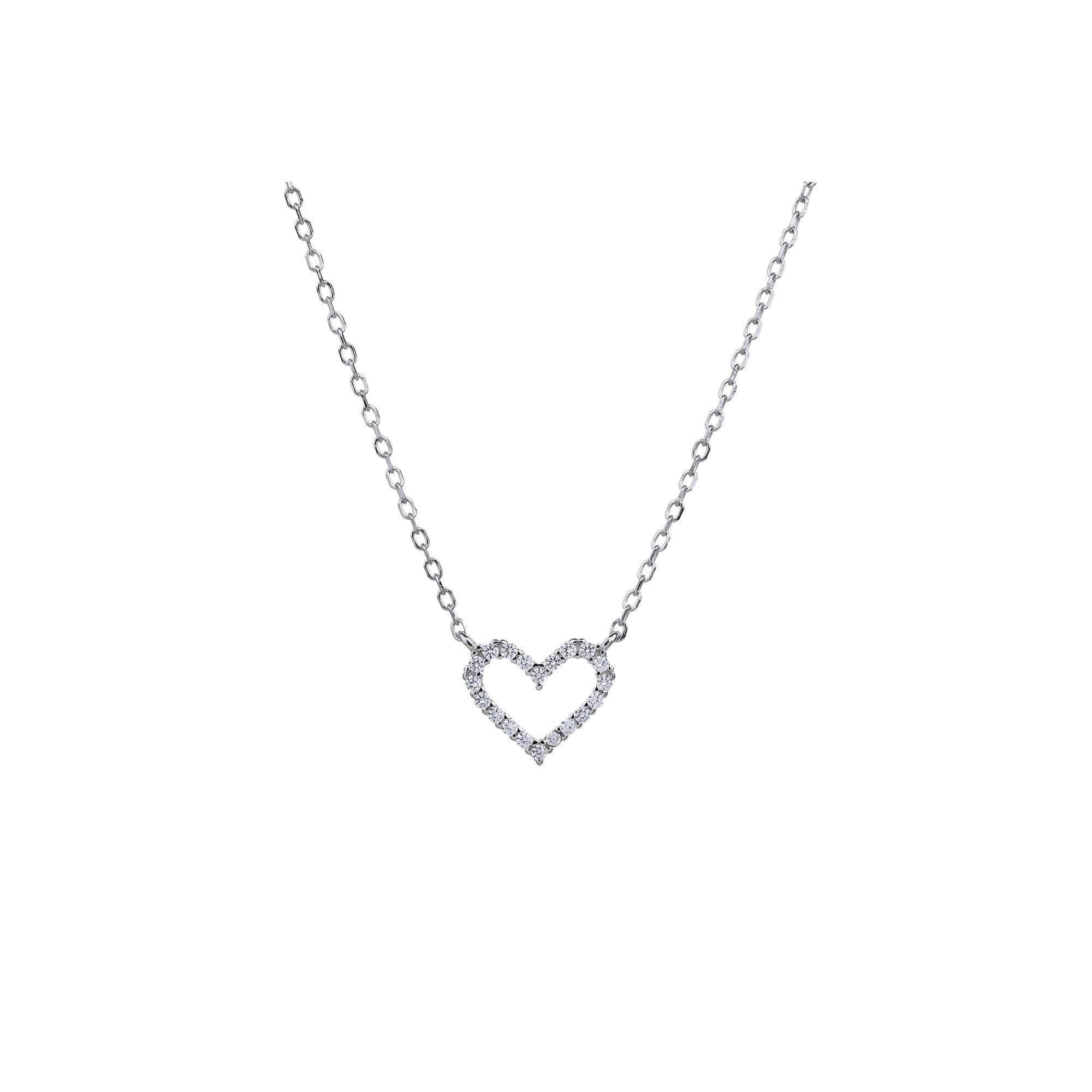 Collar sencillo de corazon con circonias blanca 45+5cm en plateado