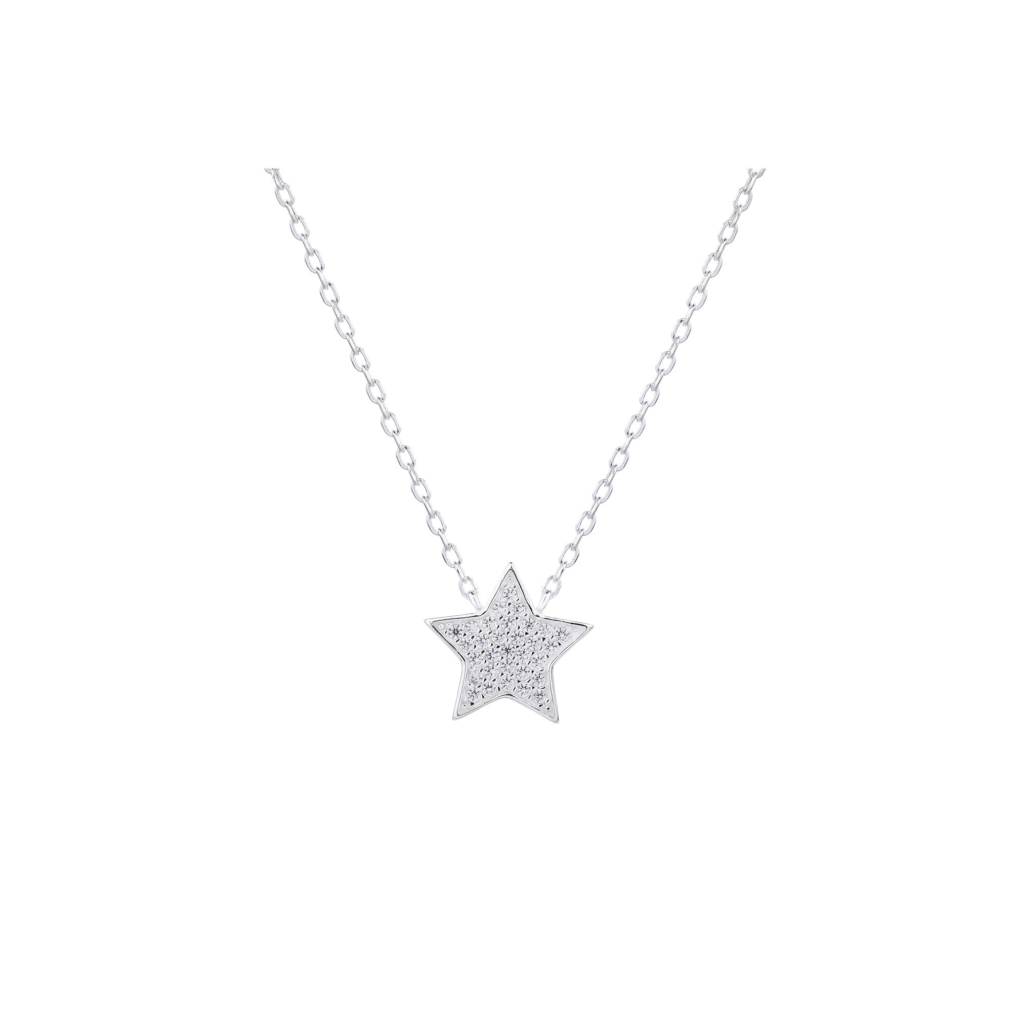 Collar sencillo de estrella con circonias blanca 45+5cm en plateado
