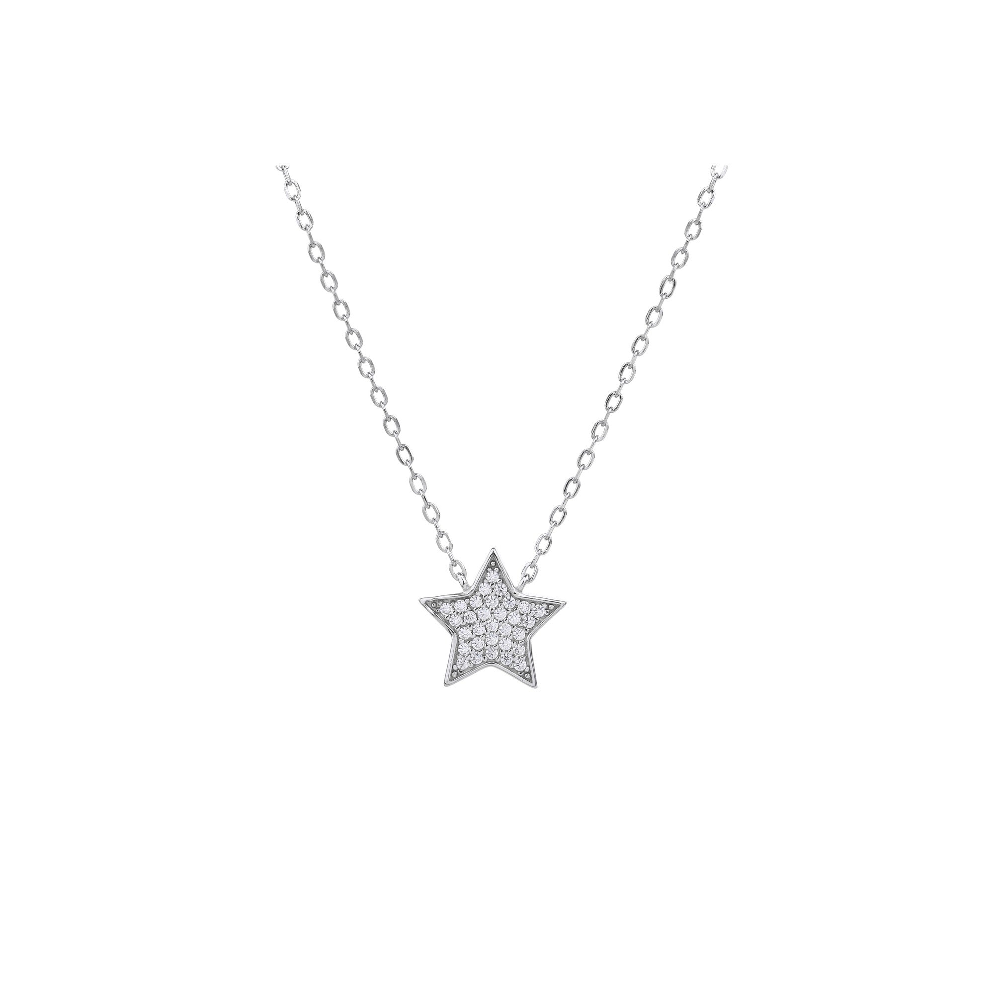 Collar sencillo de estrella con circonias blanca 45+5cm en plateado