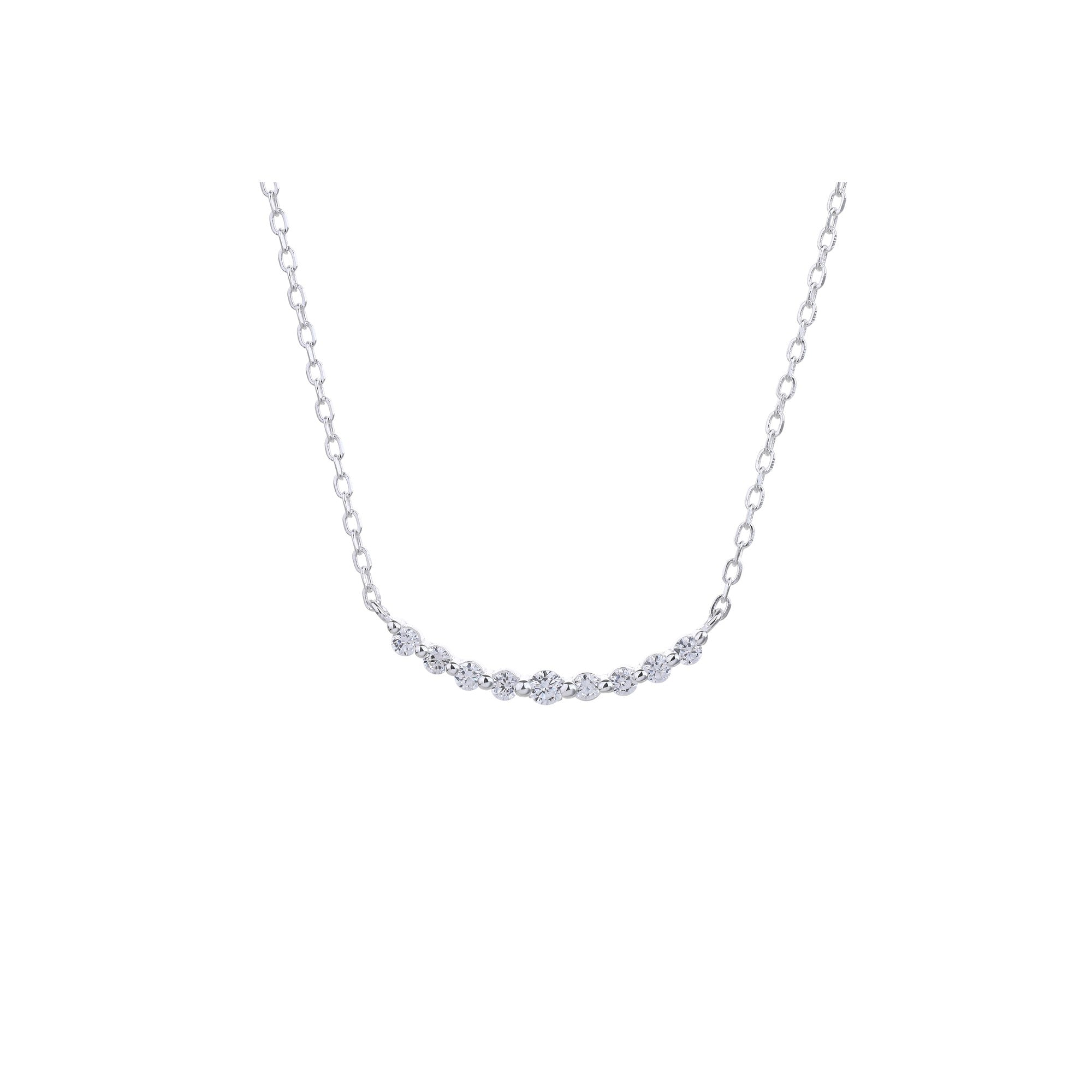 Collar sencillo de linea con circonias blanca 45+5cm en plateado