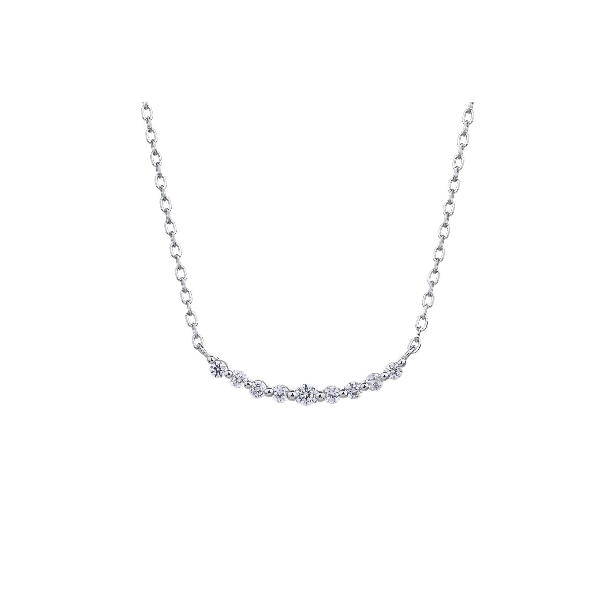 Collar sencillo de linea con circonias blanca 45+5cm en plateado