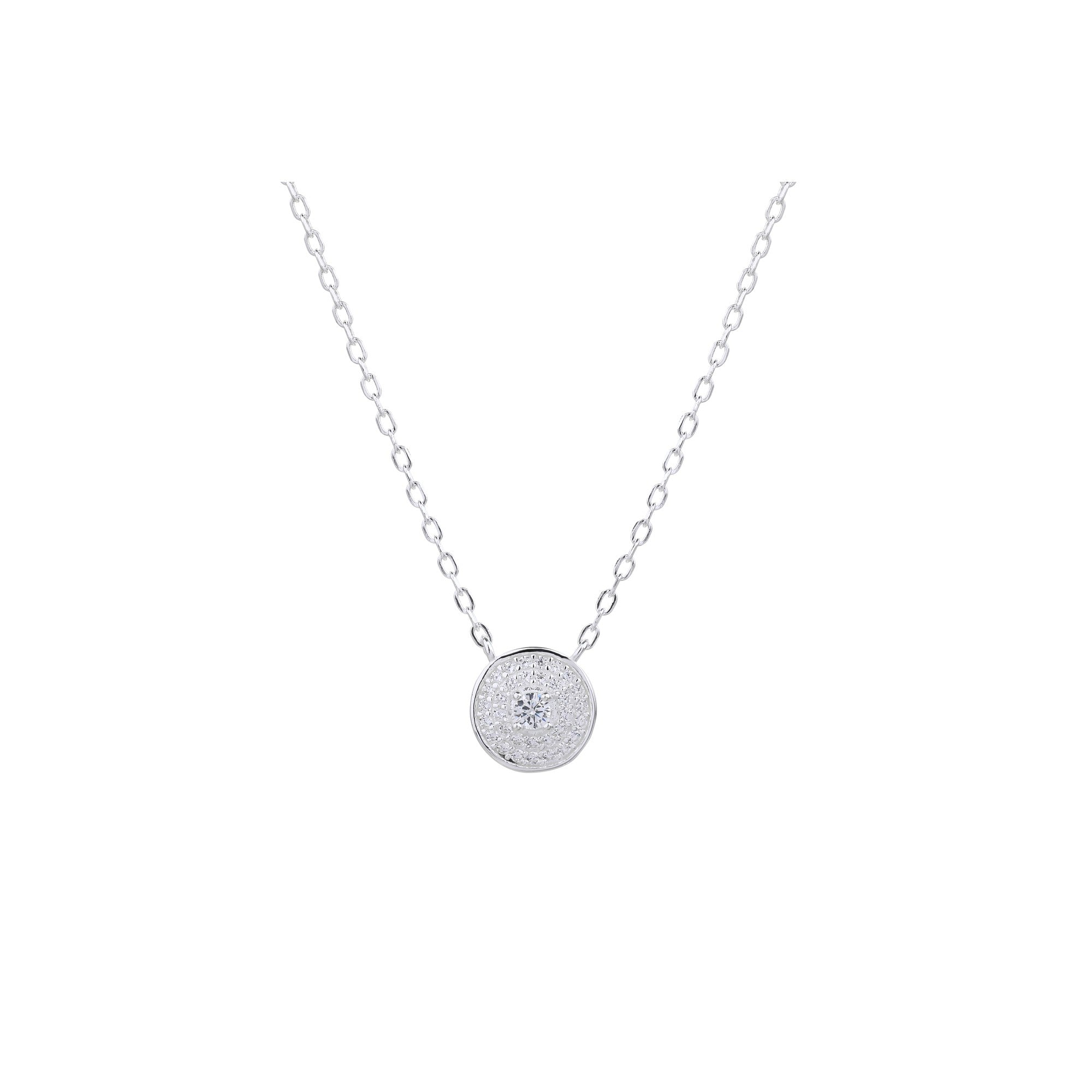 Collar sencillo redondo con circonias blanca 45+5cm en plateado
