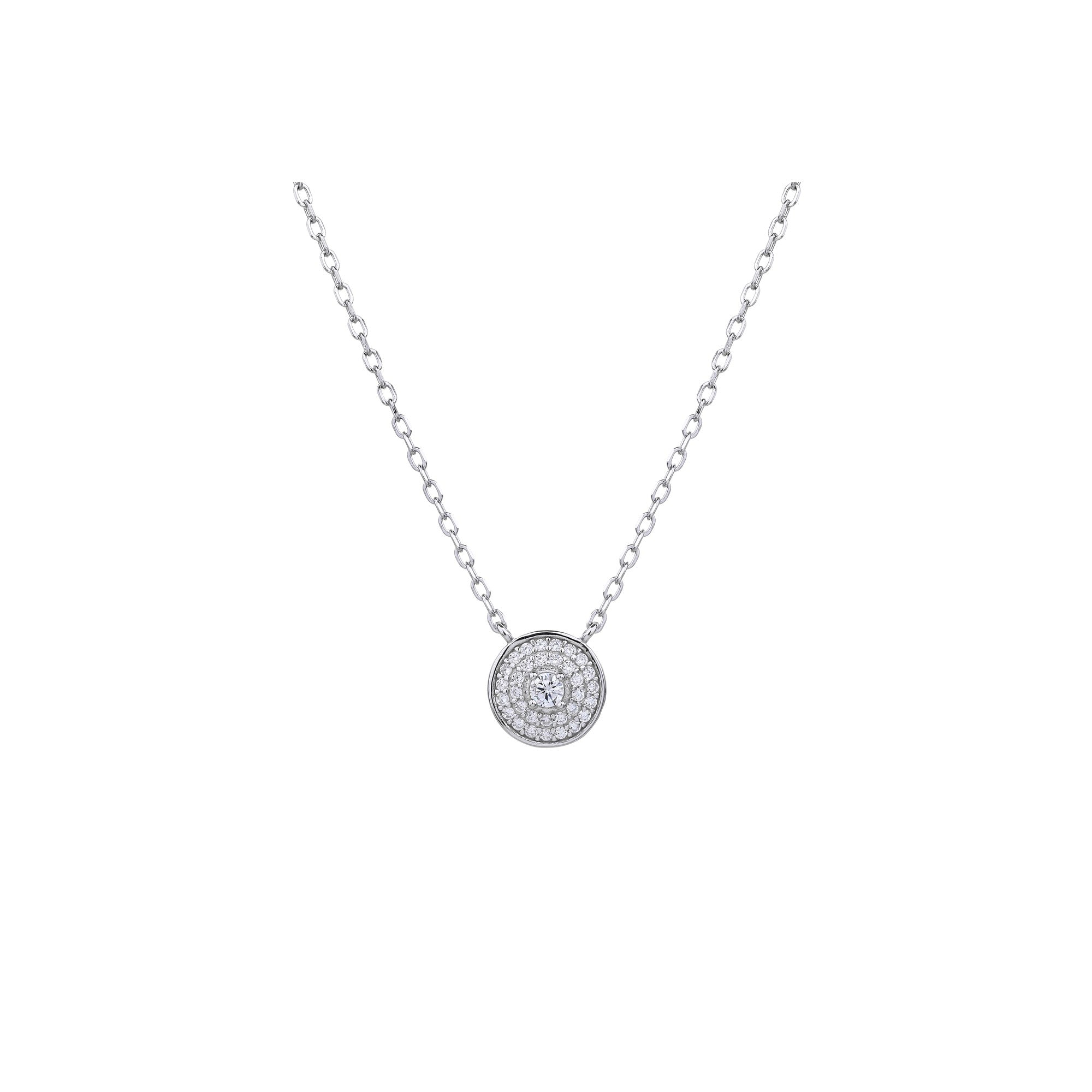 Collar sencillo redondo con circonias blanca 45+5cm en plateado