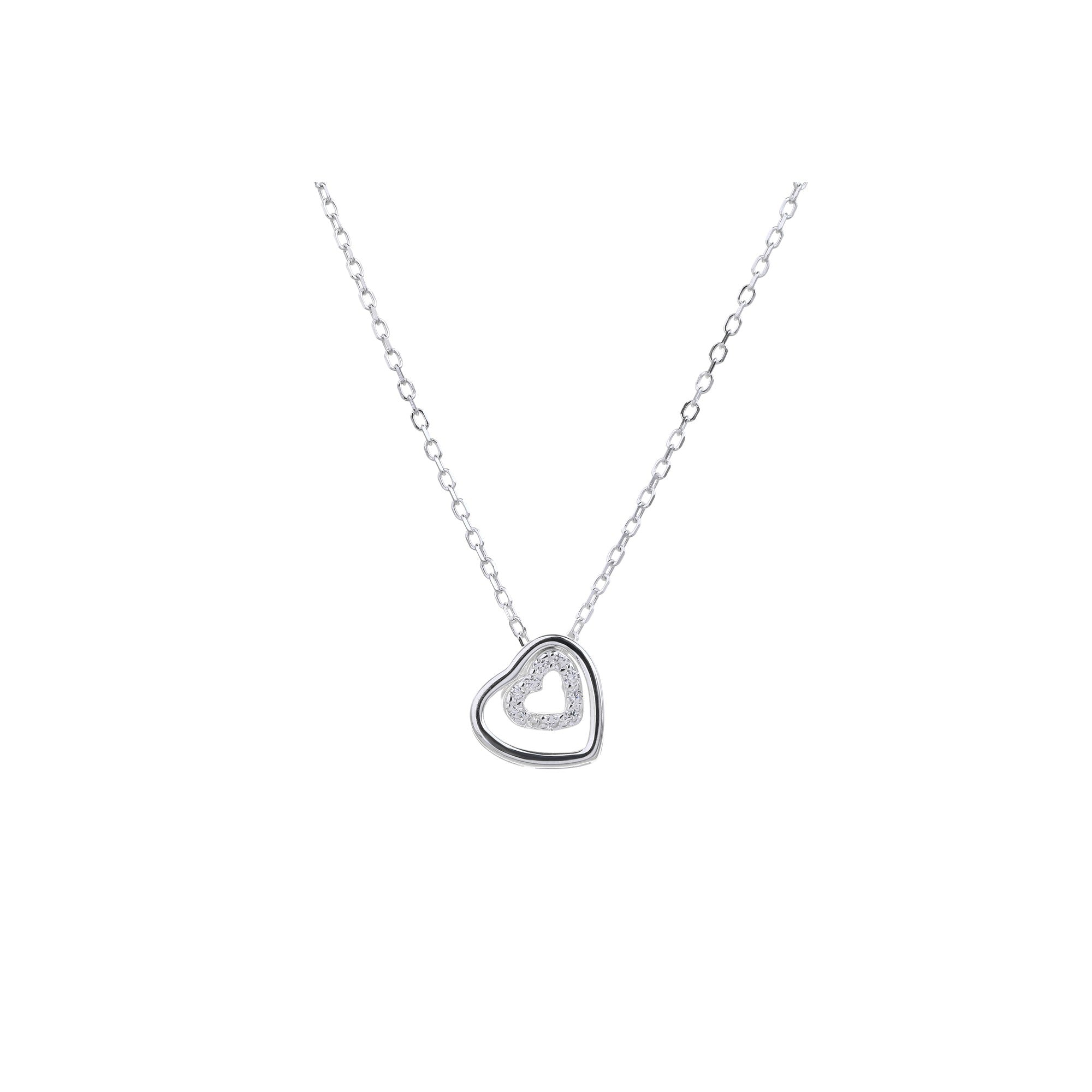 Collar sencillo de corazones con circonia blanca 45+5cm en rodizado