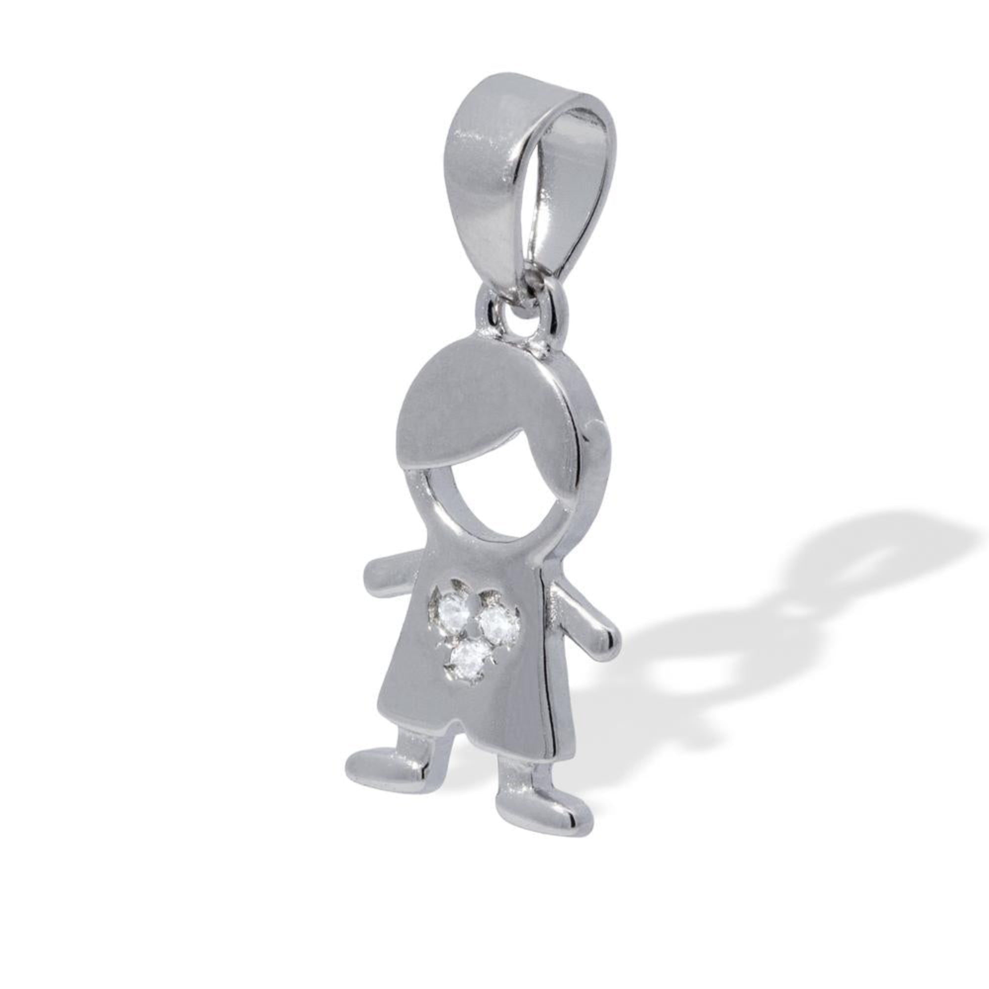 Dije figura de niño con circonia blanca en rodizado