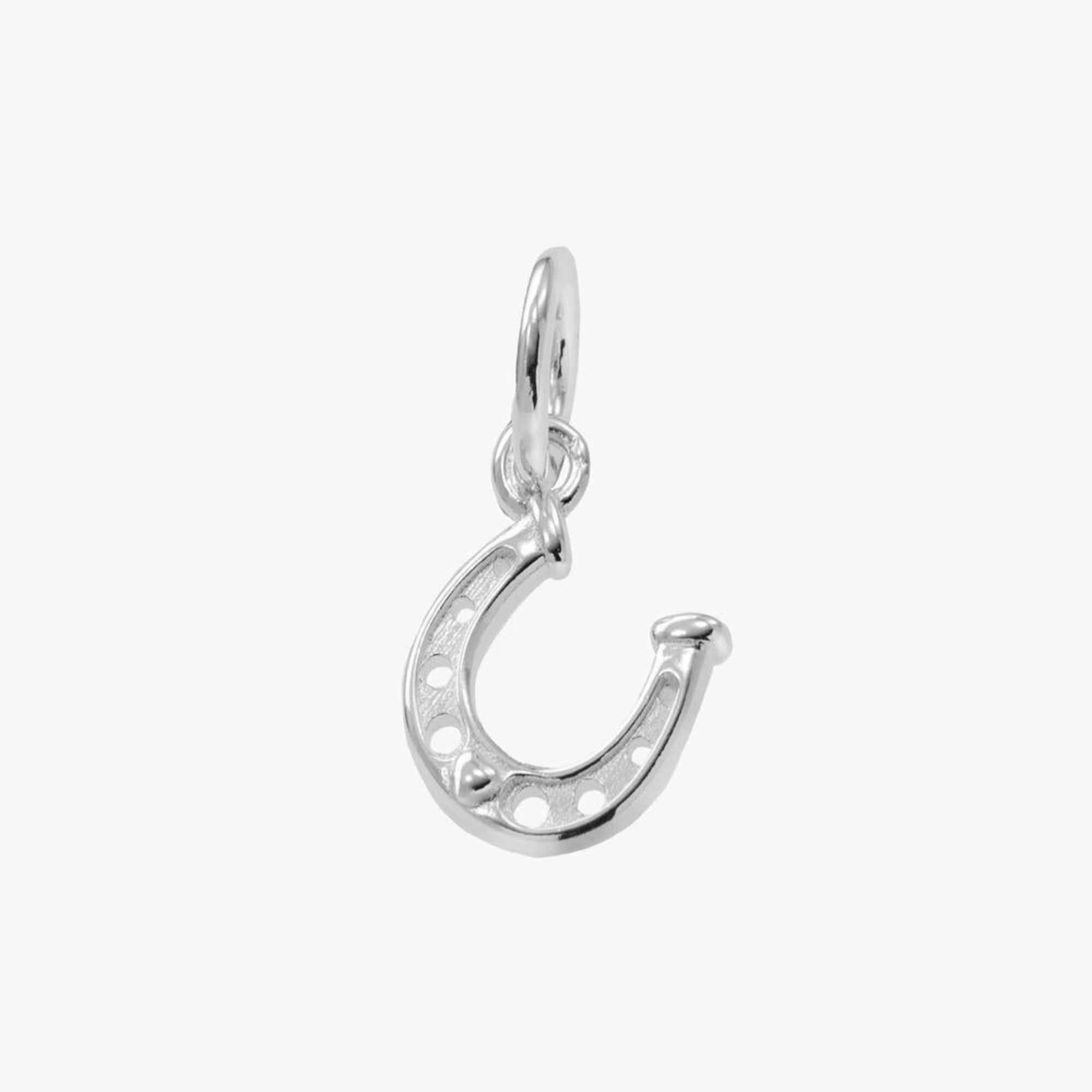 Charm colgante de herradura con circonia blanca en plateado