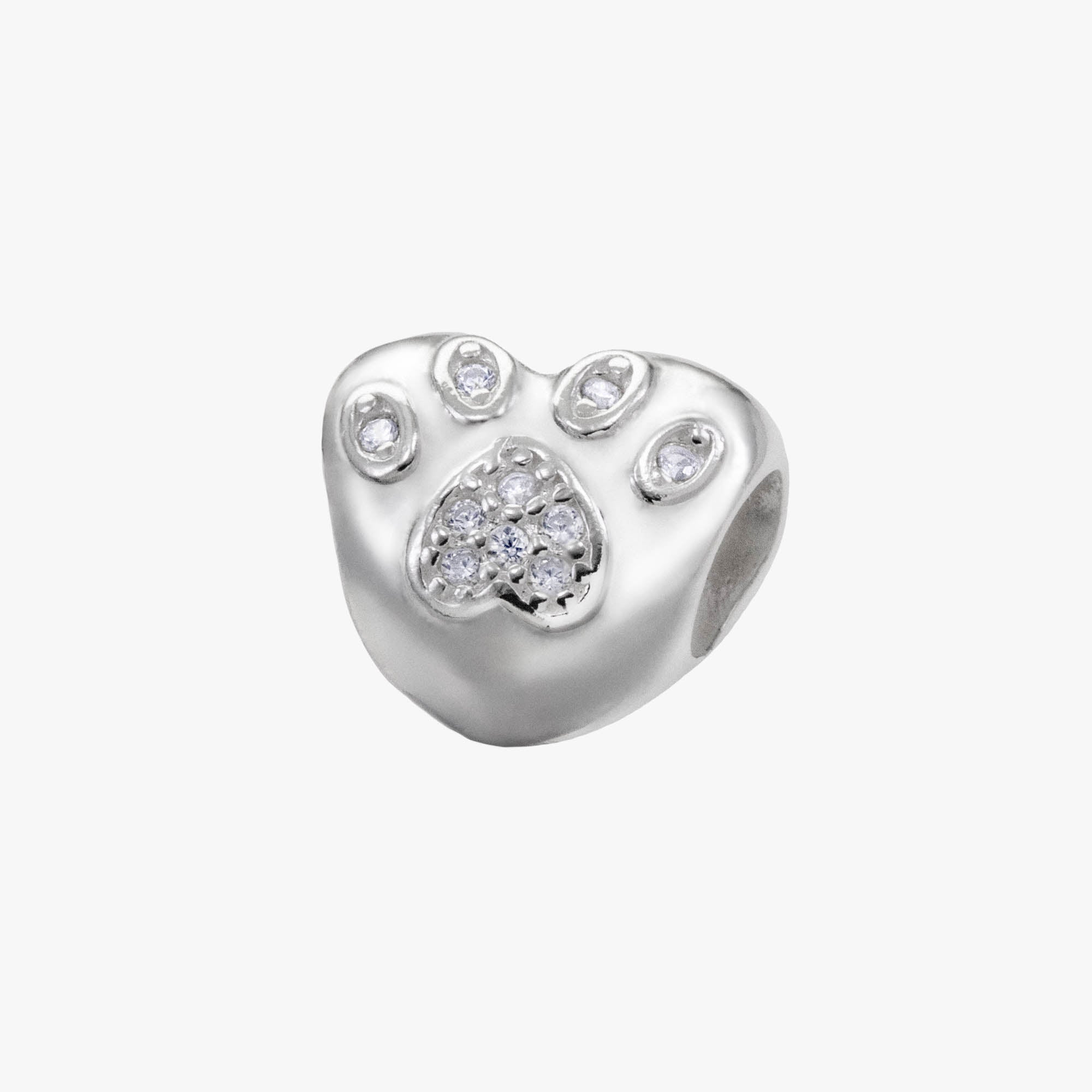 Charm separador de huella con circonia blanca en plateado