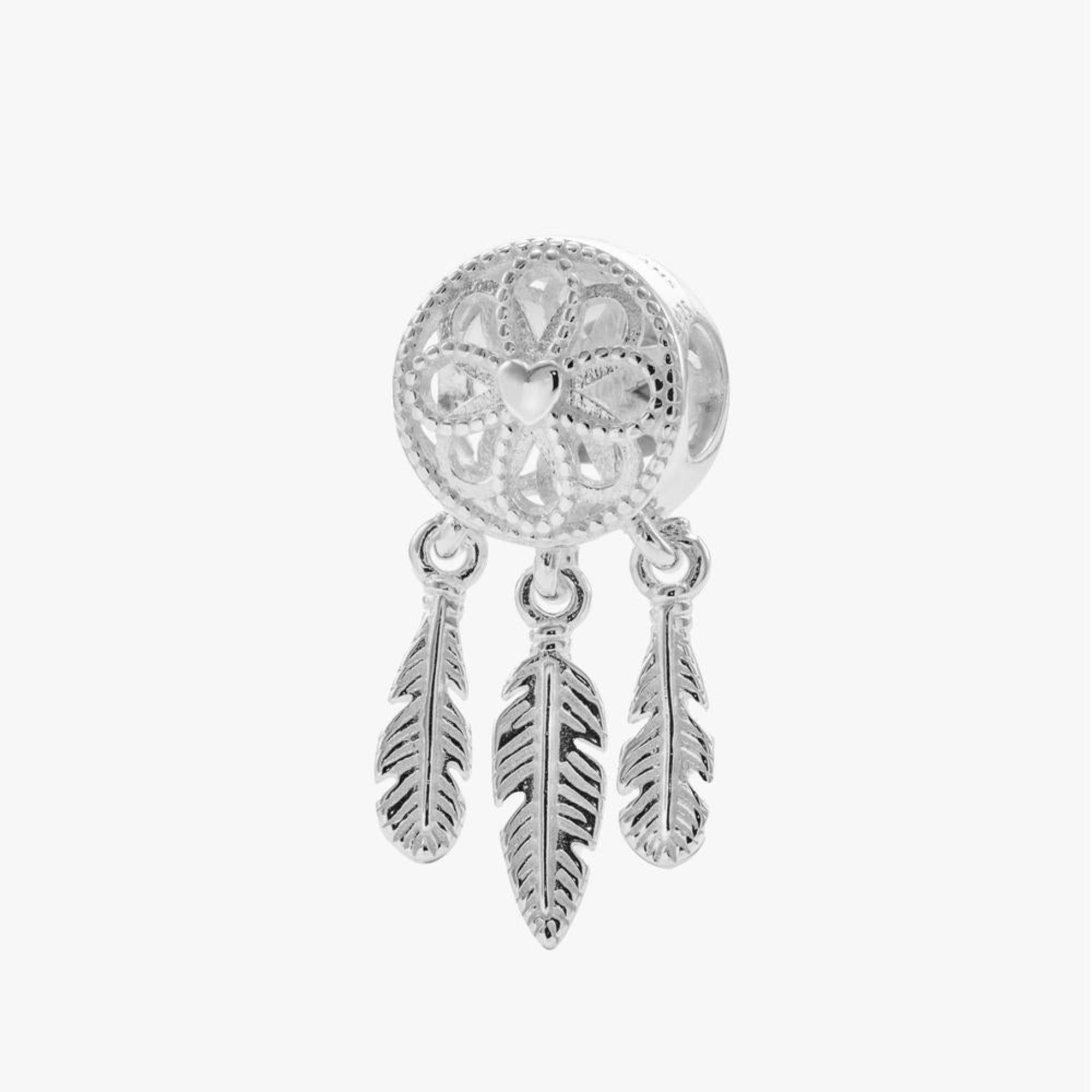 Charm separador de atrapasueños con circonia blanca en plateado