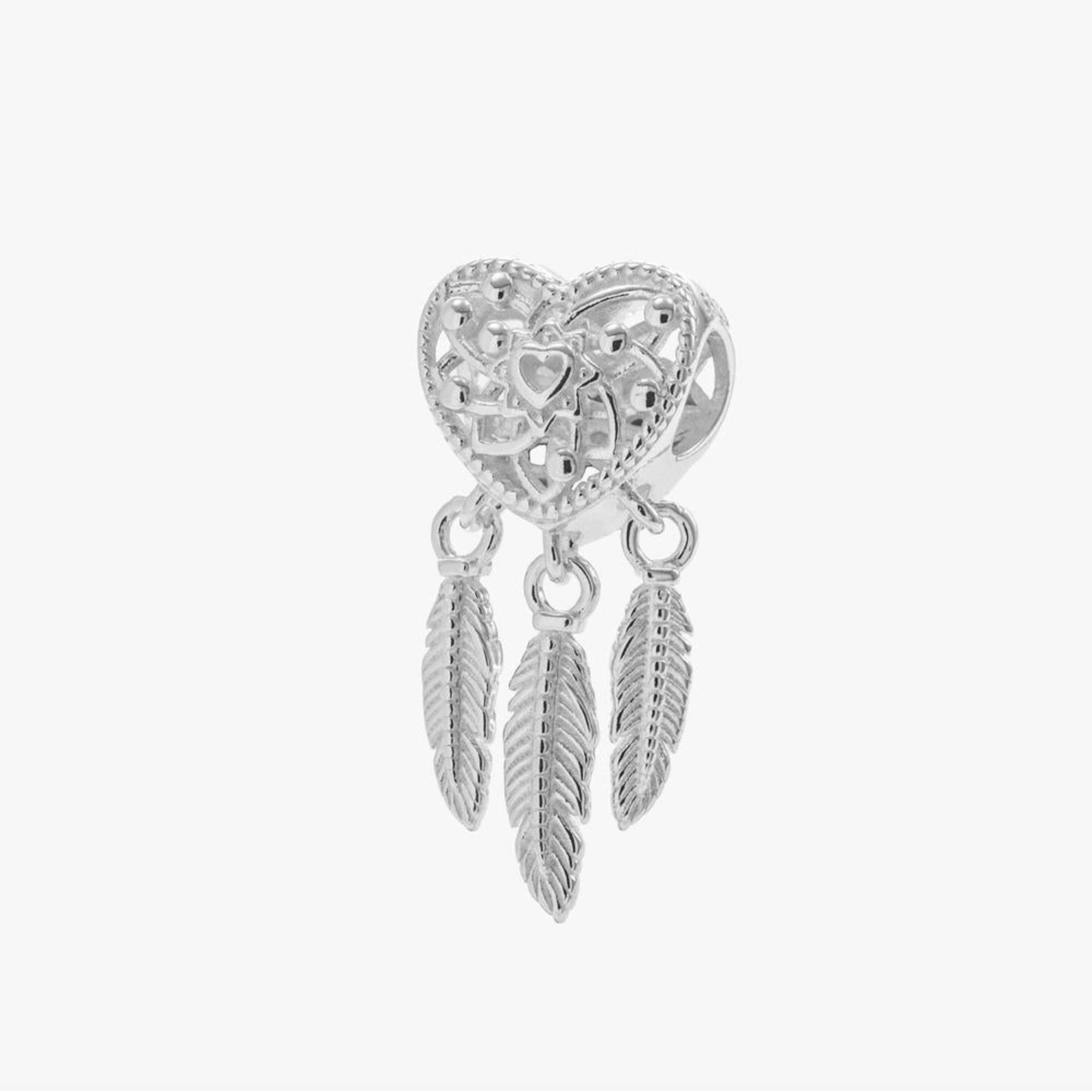 Charm separador de atrapasueños con circonia blanca en plateado