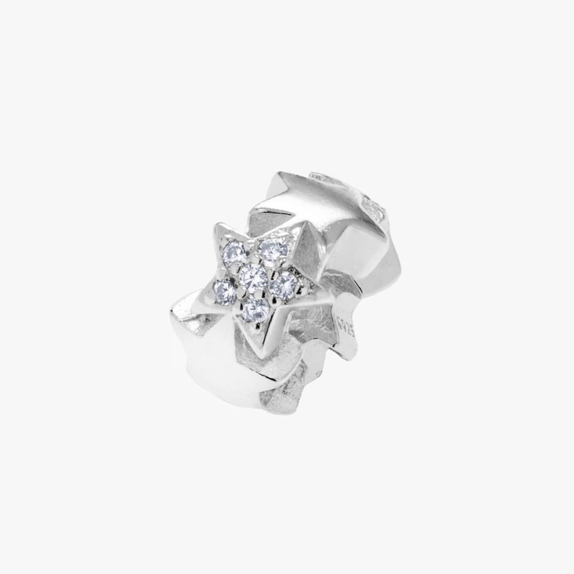 Charm separador de estrella con circonia blanca en plateado