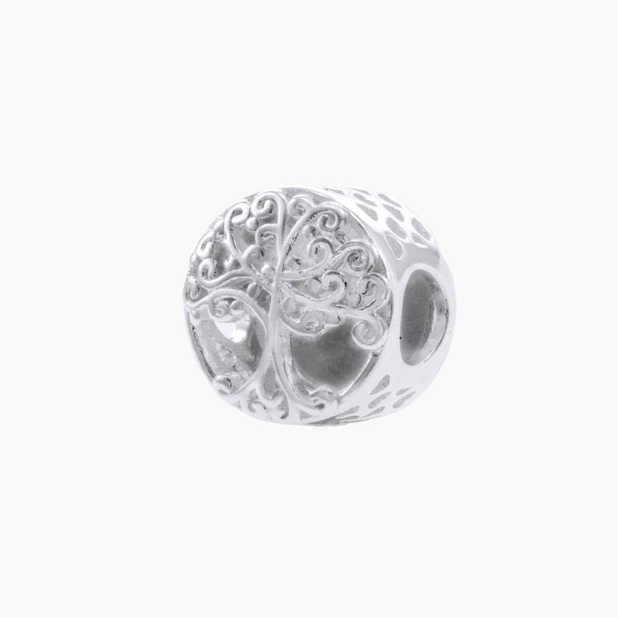Charm separador de arbol de la vida con circonia blanca en plateado