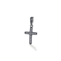 Charm colgante de Cruz con circonia blanca en oxidada