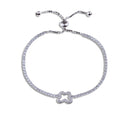 Pulsera tenis ajustable de mariposa con circonia blanca 16+10cm en rodizado