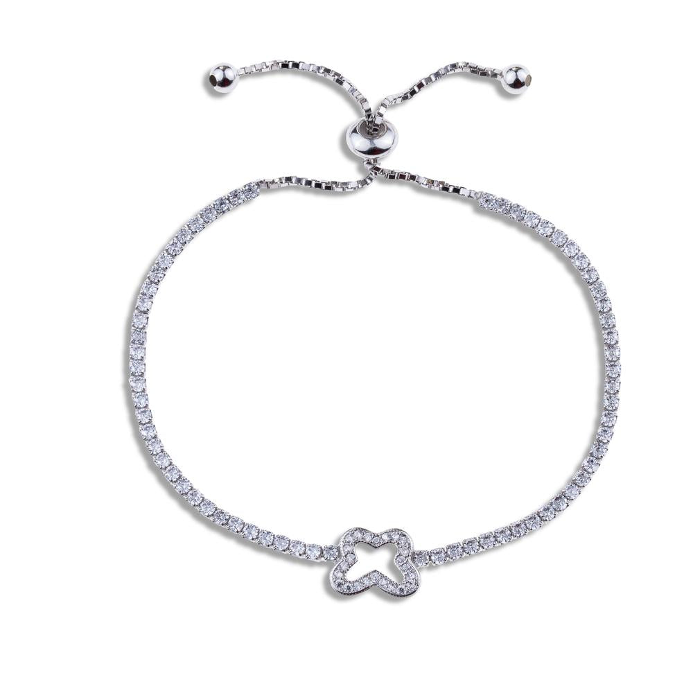 Pulsera tenis ajustable de mariposa con circonia blanca 16+10cm en rodizado