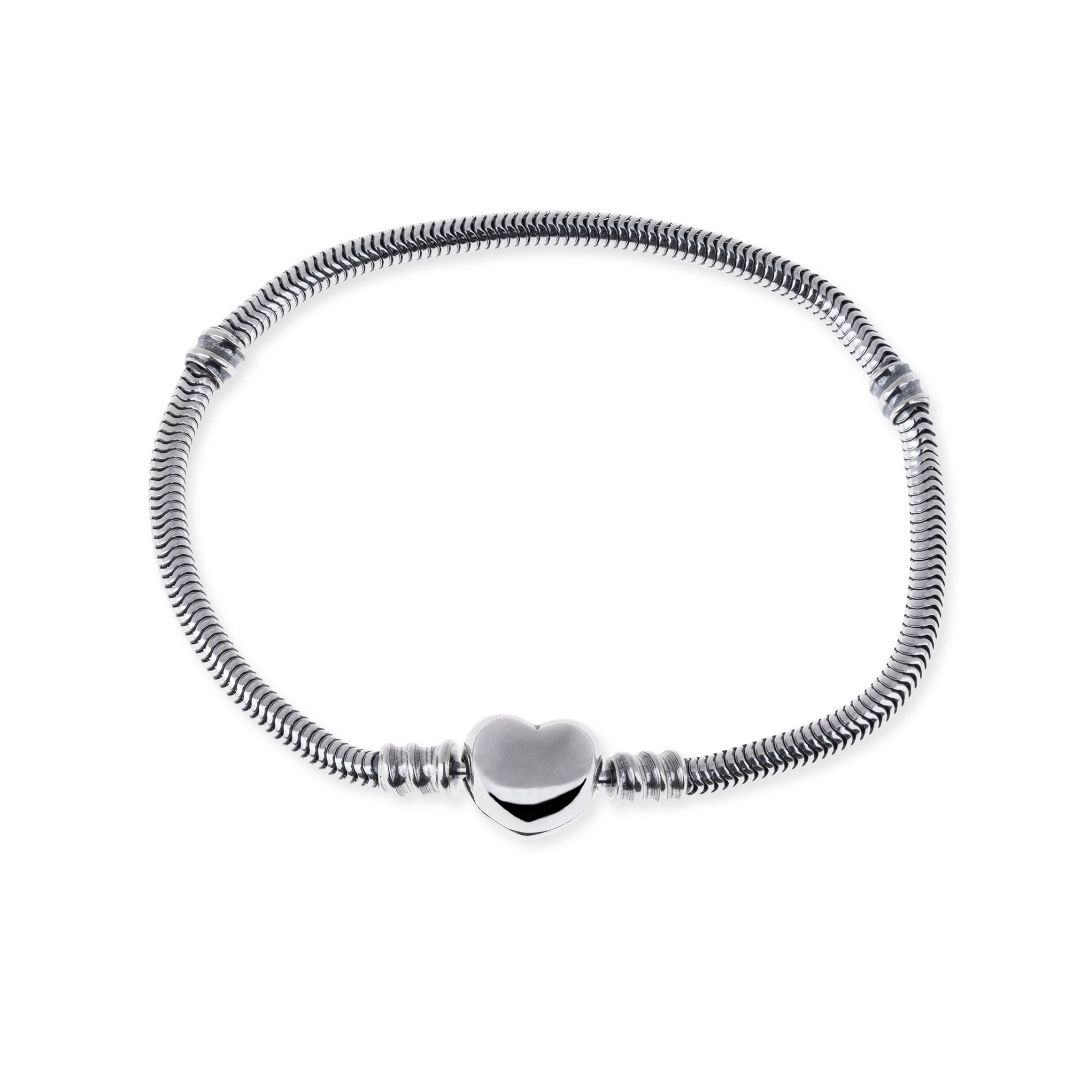 Pulsera para charms de corazon 18cm en oxidada
