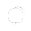Pulsera sencilla de Cruz con circonia blanca 17+3cm en rodizado