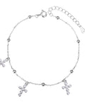 Pulsera sencilla de cruces con circonia blanca 16cm en rodizado