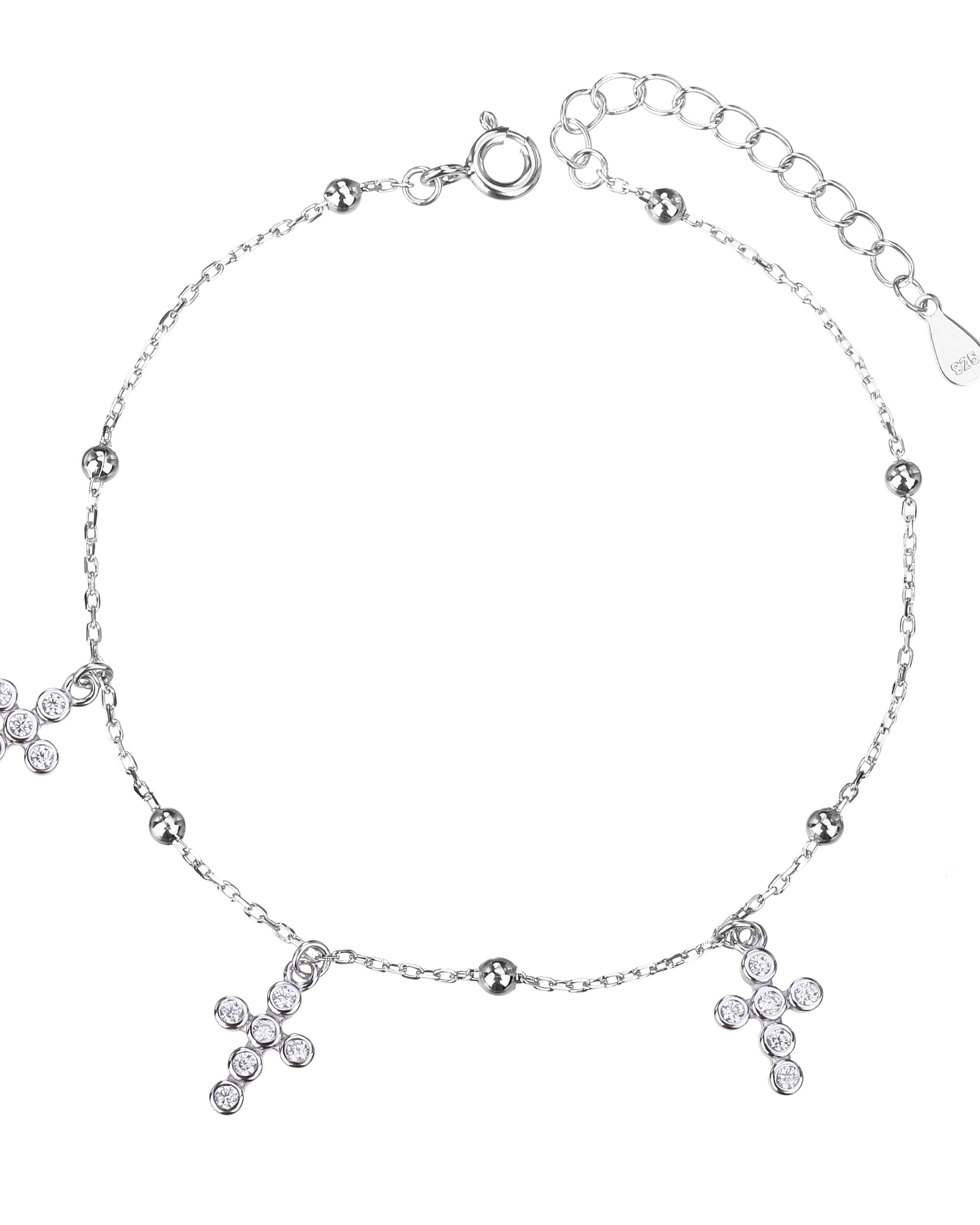 Pulsera sencilla de cruces con circonia blanca 16cm en rodizado