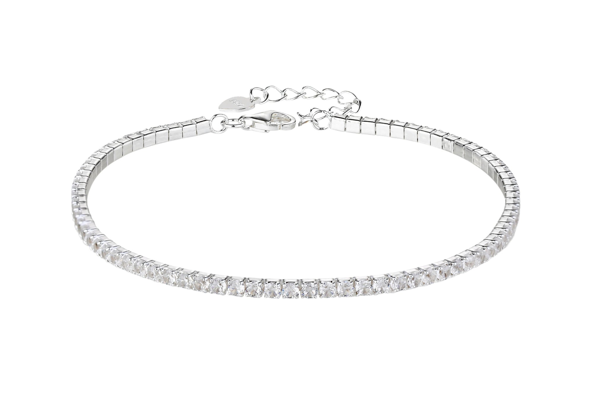 Pulsera tenis 1.5mm con circonia redonda de color 17+3cm en plateado