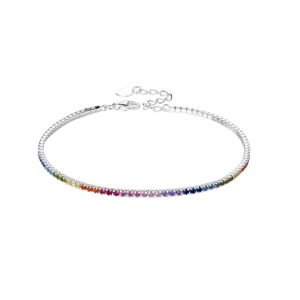 Pulsera tenis 1.5mm con circonia redonda de color 17+3cm en rodizado