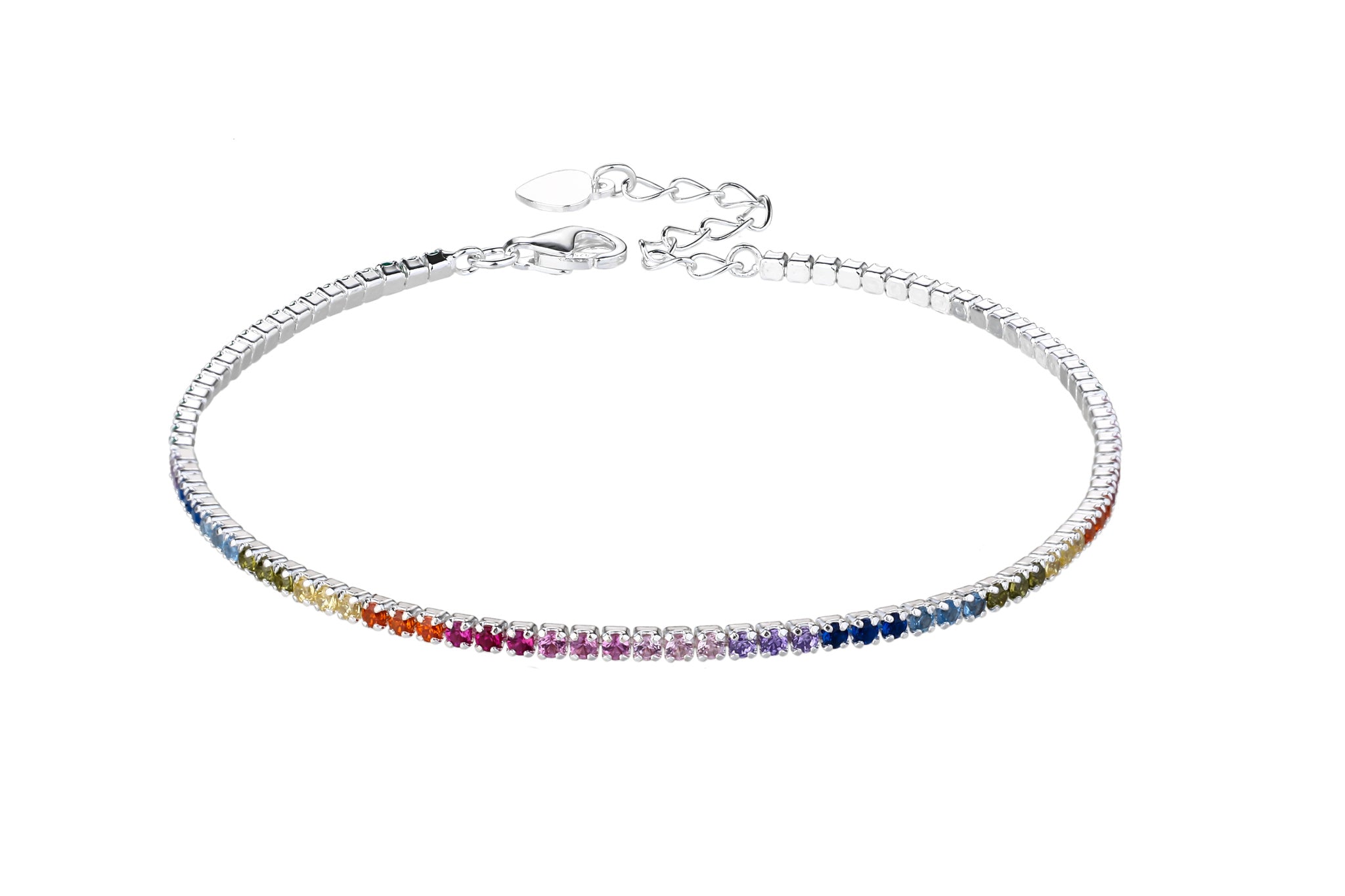 Pulsera tenis 1.5mm con circonia redonda de color 17+3cm en plateado
