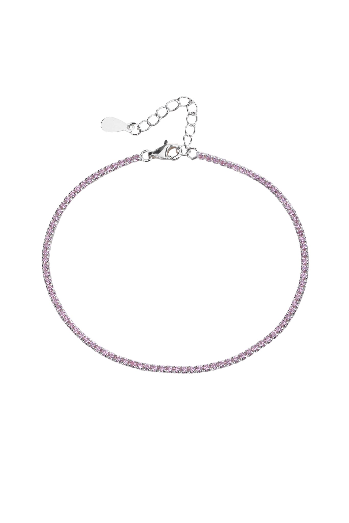 Pulsera tenis 1.5mm con circonia redonda de color 17+3cm en plateado