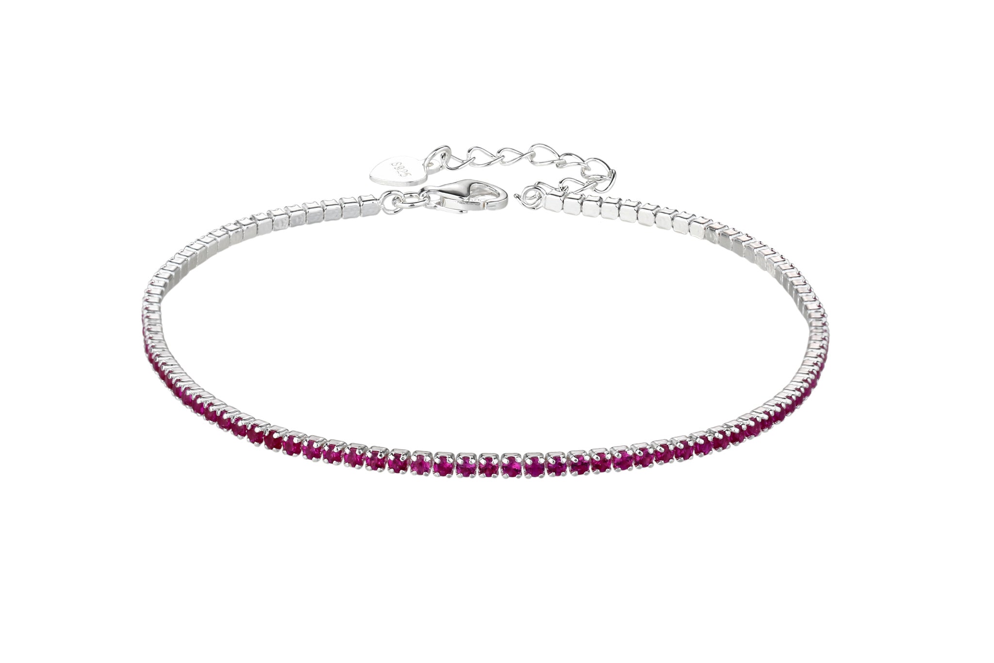 Pulsera tenis 1.5mm con circonia redonda de color 17+3cm en plateado