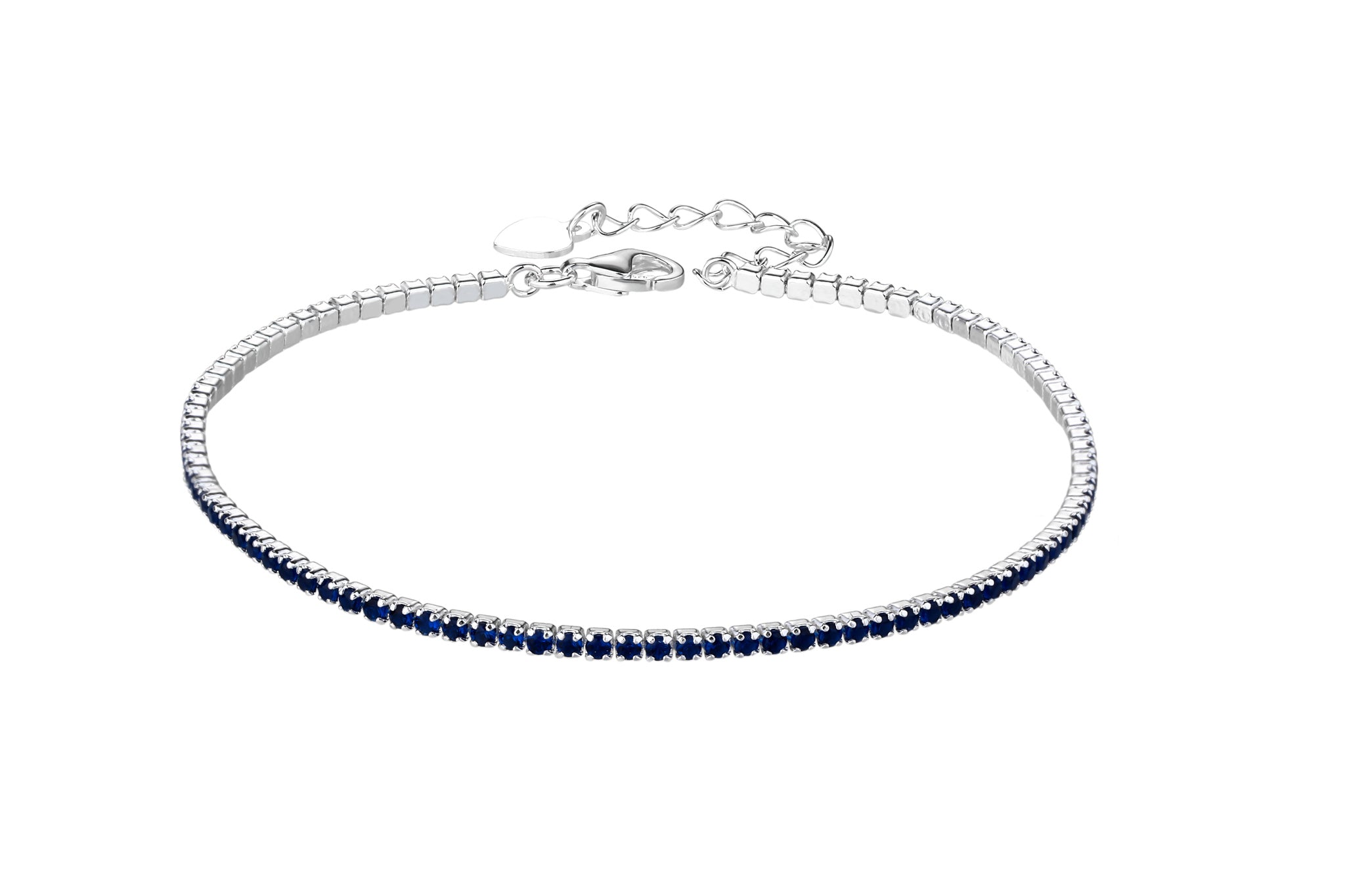 Pulsera tenis 1.5mm con circonia redonda de color 17+3cm en plateado